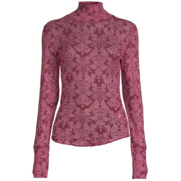 Free People You & I Semi Sheer Mockneck Top in Acai Purple Size Small - Picture 12 of 12